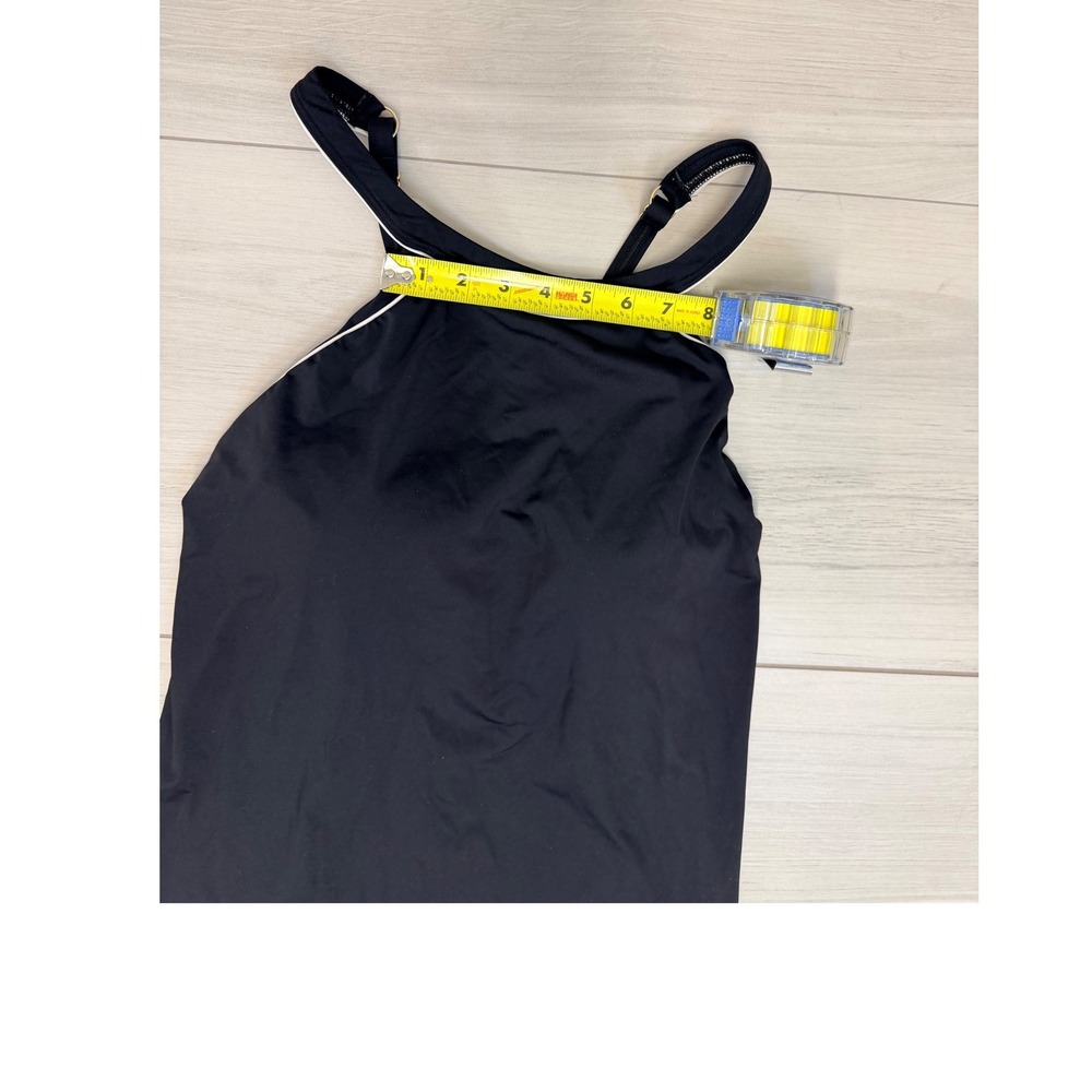 Lands' End Swim Dress High Neck Black White Sz 10 Modest Beach Swimwear Athletic - Picture 6 of 8